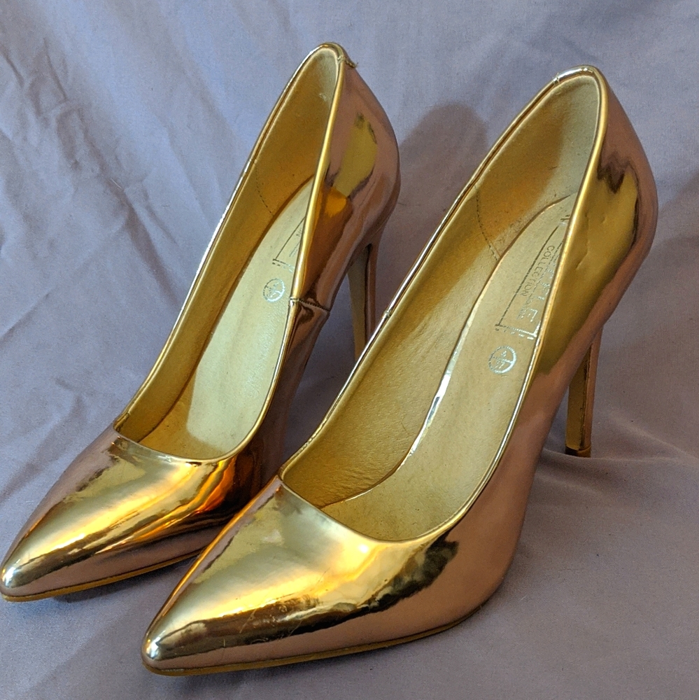 Truffle Collection Rose Gold Metallic Heels